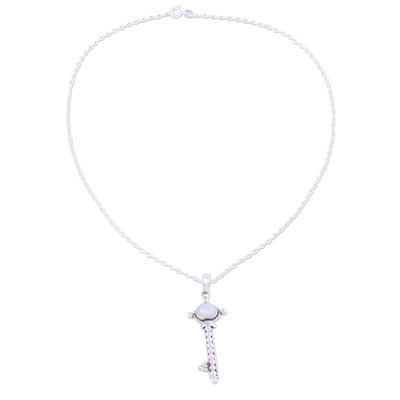 Regenbogen-Mondstein-Anhänger-Halskette - Schlüsselanhänger-Halskette mit Regenbogenmondstein