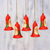Ornamente aus Pappmaché, 'Weihnachtsmann-Glocken' (Satz von 5 Stück) - Fünf handgefertigte Weihnachtsmann-Papiermache-Glockenornamente