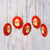 Ornamente aus Pappmaché, 'Red Santa Halo' (Satz von 5 Stück) - Handgefertigte Claus-Papier-Mache-Ornamente (Satz von 5 Stück)