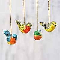 Featured review for Papier mache ornaments, Chirping Sparrows (set of 4)