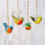 Papier mache ornaments, 'Chirping Sparrows' (set of 4) - Four Colorful Papier Mache Bird Ornaments from India