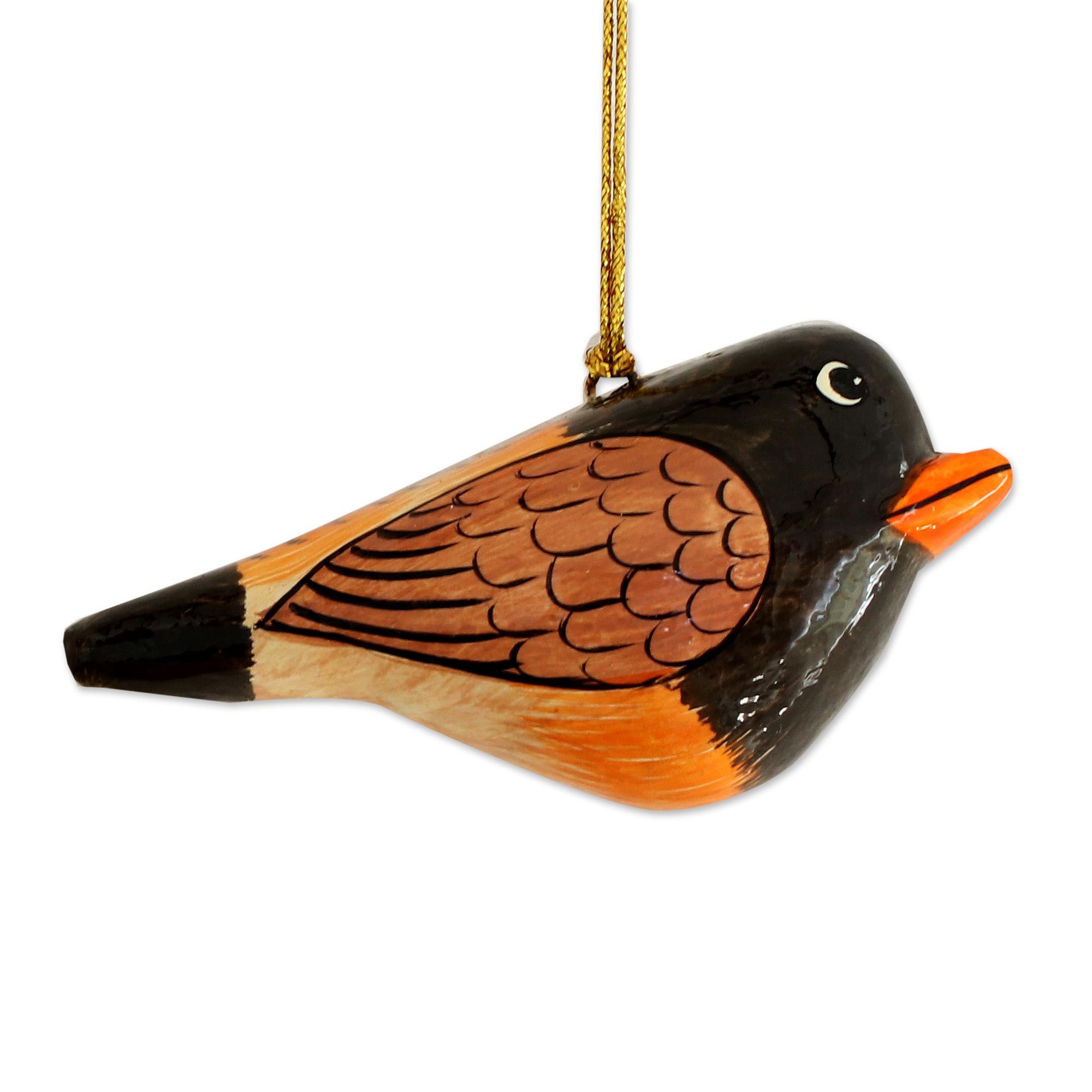 UNICEF Market Three HandPainted Papier Mache Bird Ornaments from