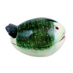 Papier mache decorative box, 'Green Fish' - Hand-Painted Papier Mache Fish Decorative Box from India
