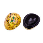 Papier mache decorative box, 'Comfy Cat' - Brown Papier Mache Cat Decorative Box from India