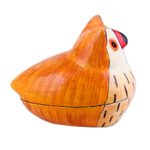 Papier mache decorative box, 'Owl Master' - Hand-Painted Papier Mache Owl Decorative Box from India