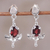 Rhodium plated garnet dangle earrings, 'Regal Scarlet' - Rhodium Plated Garnet Dangle Earrings from India
