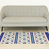 Cotton area rug, 'Cool Grace' (3x5) - Traditional Hand Woven Cotton Rug from India (3x5)