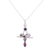 Multi-gemstone pendant necklace, 'Curvy Cross' - Cross-Shaped Multi-Gemstone Pendant Necklace from India thumbail
