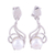 Rhodium plated cultured pearl dangle earrings, 'Graceful Purity' - Rhodium Plated Cultured Pearl Dangle Earrings from India