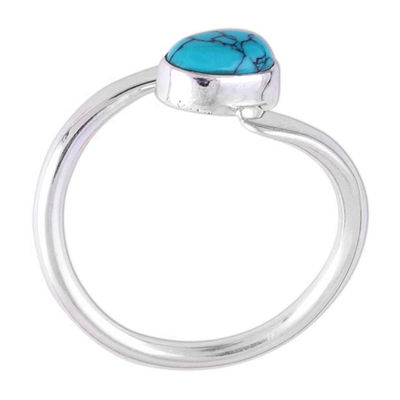 Rhodium plated sterling silver cocktail ring, 'Elliptical Eye' - Rhodium Plated Sterling Silver Cocktail Ring from India