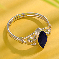 Iolite and Sterling Silver Cocktail Ring from India,'Glorious Marquise'