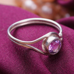 Rhodium plated amethyst cocktail ring, 'Lassoed Lilac' - Rhodium Plated Amethyst Cocktail Ring from India