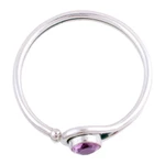 Rhodium plated amethyst cocktail ring, 'Lassoed Lilac' - Rhodium Plated Amethyst Cocktail Ring from India