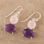Amethyst and rose quartz dangle earrings, 'Regal Air' - Dangle Earrings from India with Amethyst and Rose Quartz (image 2b) thumbail