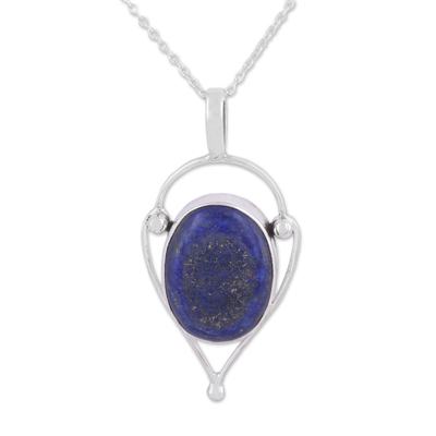Sterling Silver and Lapis Lazuli Pendant Necklace from India