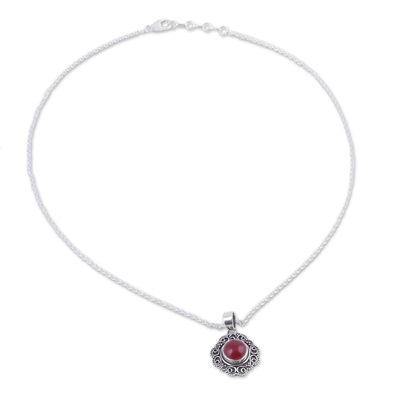Jasper pendant necklace, 'Magic of Jaipur' - Indian Jasper and Sterling Silver Pendant Necklace