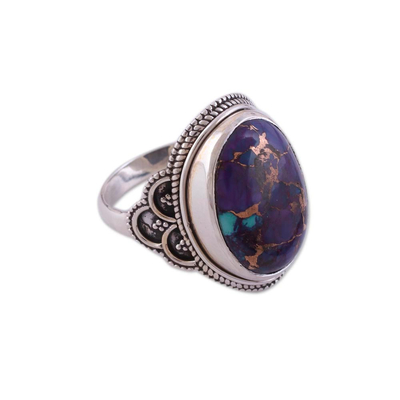 Sterling Silver and Composite Turquoise Ring from India
