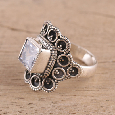Sterling silver cocktail ring, 'Nature's Halos' - Sterling Silver Cocktail Ring from India