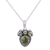 Peridot pendant necklace, 'Forest Celebration' - Sterling Silver Peridot and Composite Turquoise Necklace