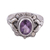 Amethyst cocktail ring, 'Ethereal Tendrils' - Oval Amethyst and Sterling Silver Cocktail Ring from India