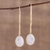 Gold plated rainbow moonstone dangle earrings, 'Rainbow's End' - Rainbow Moonstone Earrings in 18k Gold Plated Silver (image 2) thumbail