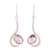Amethyst dangle earrings, 'Cool Sabarmati' - 8 Carat Amethyst and Polished Silver Dangle Earrings thumbail