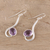Amethyst dangle earrings, 'Cool Sabarmati' - 8 Carat Amethyst and Polished Silver Dangle Earrings (image 2b) thumbail