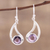 Amethyst dangle earrings, 'Twilight Charm' - Amethyst Dangle Earrings with Sterling Hooks (image 2) thumbail