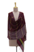 Silk shawl, 'Sumptuous Stripes' - Handwoven Magenta Striped 100% Silk Shawl from India thumbail