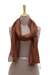 Silk scarf, 'Surya Sunset' - Handwoven Warm Brown 100% Silk Scarf from India