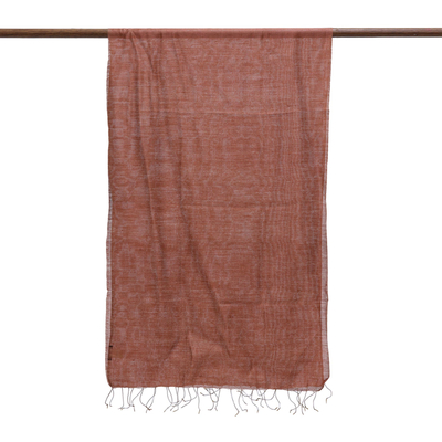Pañuelo de seda - Bufanda de seda 100% marrón cálido tejido a mano de la India