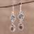 Smoky quartz dangle earrings, 'Healing Om' - Om Symbol Earrings with Smoky Quartz Cabochons (image 2) thumbail