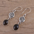 Smoky quartz dangle earrings, 'Healing Om' - Om Symbol Earrings with Smoky Quartz Cabochons (image 2b) thumbail