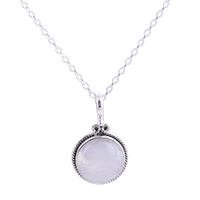 Rainbow moonstone pendant necklace, 'Iridescent Beauty' - Rainbow Moonstone and Silver Pendant Necklace from India