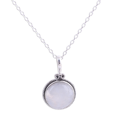 Rainbow moonstone pendant necklace, 'Iridescent Beauty' - Rainbow Moonstone and Silver Pendant Necklace from India