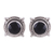 Onyx button earrings, 'Bubbly Gleam' - Black Onyx and Sterling Silver Button Earrings from India
