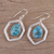 Sterling silver dangle earrings, 'Frozen Pond' - Sterling Silver and Composite Turquoise Earrings from India (image 2b) thumbail