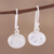 Rainbow moonstone dangle earrings, 'Light Aurora' - Rainbow Moonstone Cabochon and Silver Earrings (image 2) thumbail
