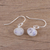 Rainbow moonstone dangle earrings, 'Light Aurora' - Rainbow Moonstone Cabochon and Silver Earrings (image 2b) thumbail