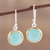 Gold accent chalcedony dangle earrings, 'Dewy Glade' - Aqua Chalcedony Earrings with 18k Gold Accents (image 2) thumbail