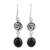 Onyx dangle earrings, 'Healing Om' - Black Onyx Om Symbol Earrings from India (image 2a) thumbail
