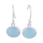 Chalcedony dangle earrings, 'Aqua Aurora' - Aqua Blue Chalcedony and Silver Dangle Earrings