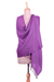 Wool shawl, 'Amethyst Fascination' - Artisan Crafted Soft Purple Woven Wool Shawl with Fringe (image 2c) thumbail