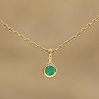 Gold plated emerald pendant necklace,