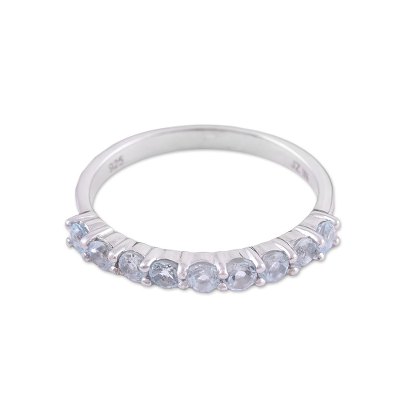 Sterling Silver and Blue Topaz Anniversary Ring