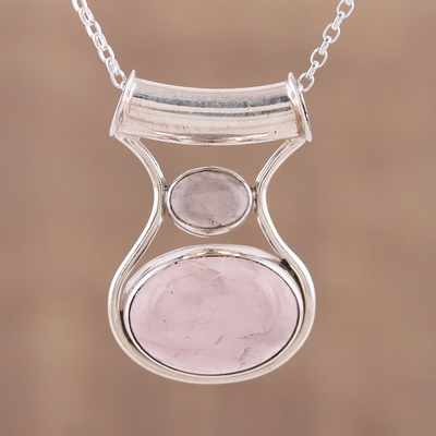 Rose quartz pendant necklace, Simply Scintillating