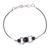 Onyx pendant bracelet, 'Bridge to Delhi' - Onyx Pendant Bracelet with Sterling Silver Foxtail Chain thumbail