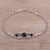 Onyx pendant bracelet, 'Bridge to Delhi' - Onyx Pendant Bracelet with Sterling Silver Foxtail Chain (image 2b) thumbail