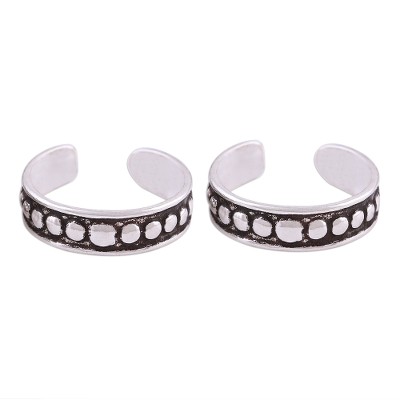 Sterling silver toe rings, 'Cool Bliss' (pair) - Hand Crafted Pair of Sterling Silver Toe Rings from India