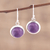 Amethyst dangle earrings, 'Celestial Promise' - Amethyst and Sterling Silver Dangle Earrings from India (image 2) thumbail